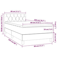 Letto a Molle con Materasso e LED-Struttura Letto con Materasso Nero 80x200 cm in Velluto 224890