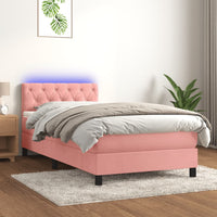 Letto a Molle con Materasso e LED-Struttura Letto con Materasso Rosa 80x200 cm in Velluto 418328