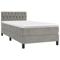 Letto a Molle con Materasso e LED-Struttura Letto con Materasso Grigio Chiaro 90x190 cm Velluto 430149