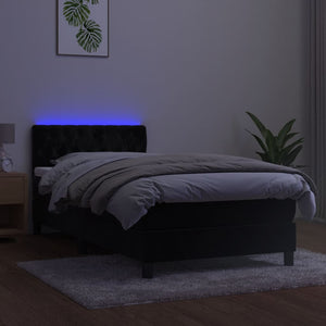Letto a Molle con Materasso e LED Nero 90x200 cm in Velluto 3134563