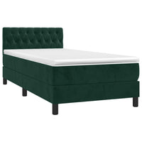 Letto a Molle con Materasso e LED Verde Scuro 90x200cm Velluto 3134564