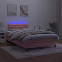 Letto a Molle con Materasso e LED Rosa 120x200 cm in Velluto 3134578