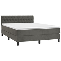 Letto a Molle con Materasso e LED Grigio Scuro 140x190 cm 3134580