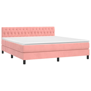 Letto a Molle con Materasso e LED Rosa 180x200 cm in Velluto 3134602