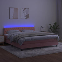 Letto a Molle con Materasso e LED Rosa 180x200 cm in Velluto 3134602