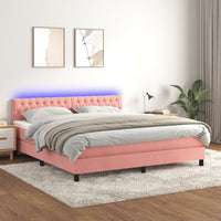 Letto a Molle con Materasso e LED Rosa 180x200 cm in Velluto 3134602