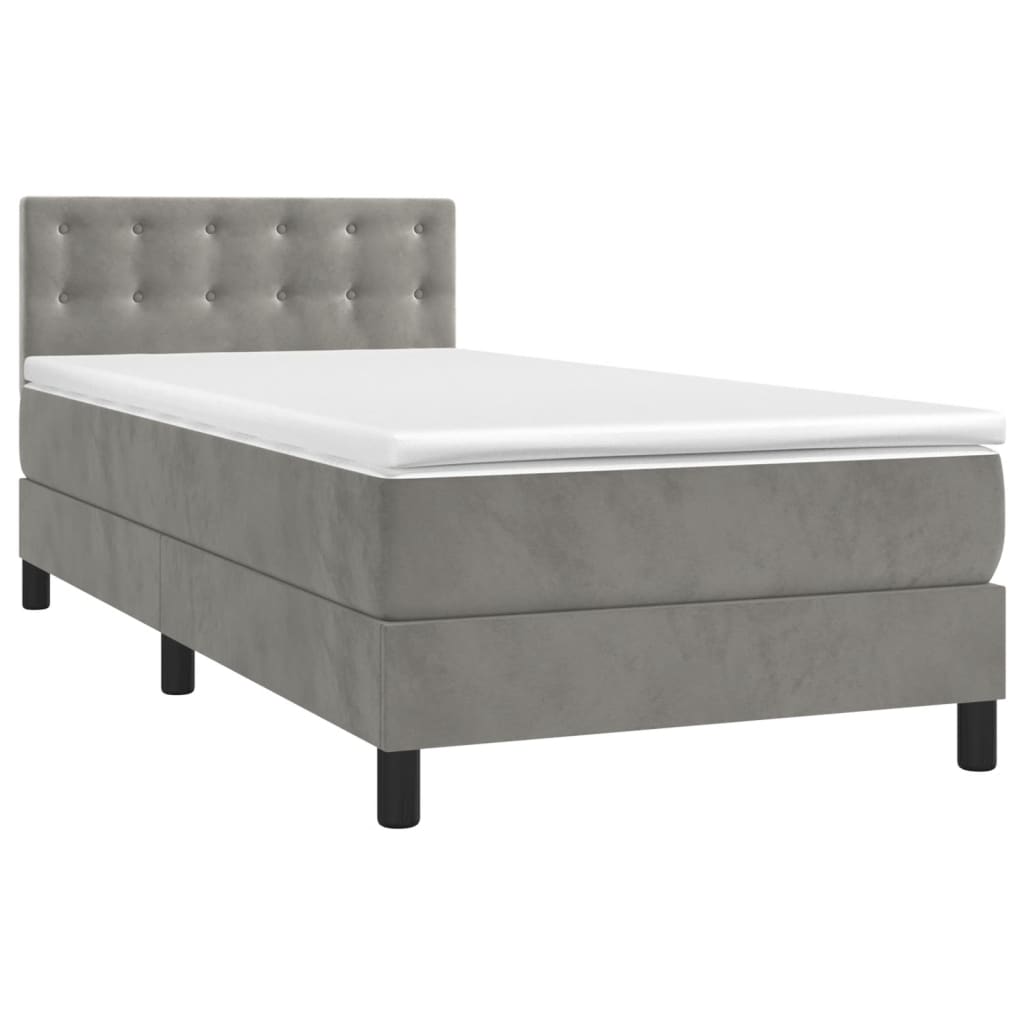 Letto a Molle con Materasso e LED-Struttura Letto con Materasso Grigio Chiaro 80x200 cm Velluto 431633
