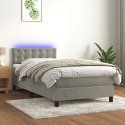 Letto a Molle con Materasso e LED-Struttura Letto con Materasso Grigio Chiaro 80x200 cm Velluto 431633