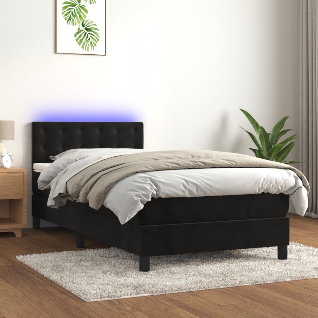 Letto a Molle con Materasso e LED-Struttura Letto con Materasso Nero 80x200 cm in Velluto 797940