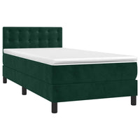 Letto a Molle con Materasso e LED-Struttura Letto con Materasso Verde Scuro 80x200cm Velluto 280645