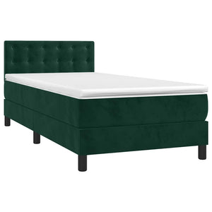 Letto a Molle con Materasso e LED-Struttura Letto con Materasso Verde Scuro 80x200cm Velluto 280645