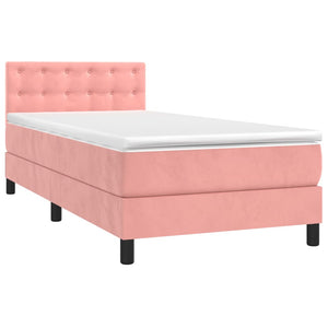 Letto a Molle con Materasso e LED-Struttura Letto con Materasso Rosa 80x200 cm in Velluto 851002