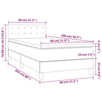 Letto a Molle con Materasso e LED-Struttura Letto con Materasso Rosa 80x200 cm in Velluto 851002
