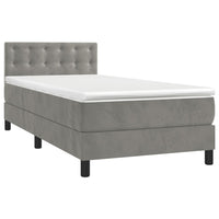 Letto a Molle Materasso e LED Grigio Chiaro 90x190 cm Velluto 3134615