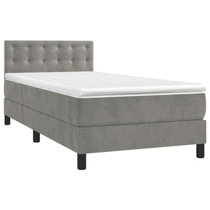 Letto a Molle Materasso e LED Grigio Chiaro 90x190 cm Velluto 3134615