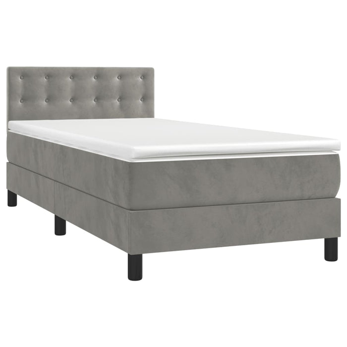 Letto a Molle Materasso e LED Grigio Chiaro 90x190 cm Velluto 3134615