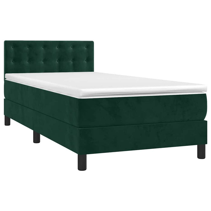 Letto a Molle con Materasso e LED-Struttura Letto con Materasso Verde Scuro 90x190 cm Velluto 746039