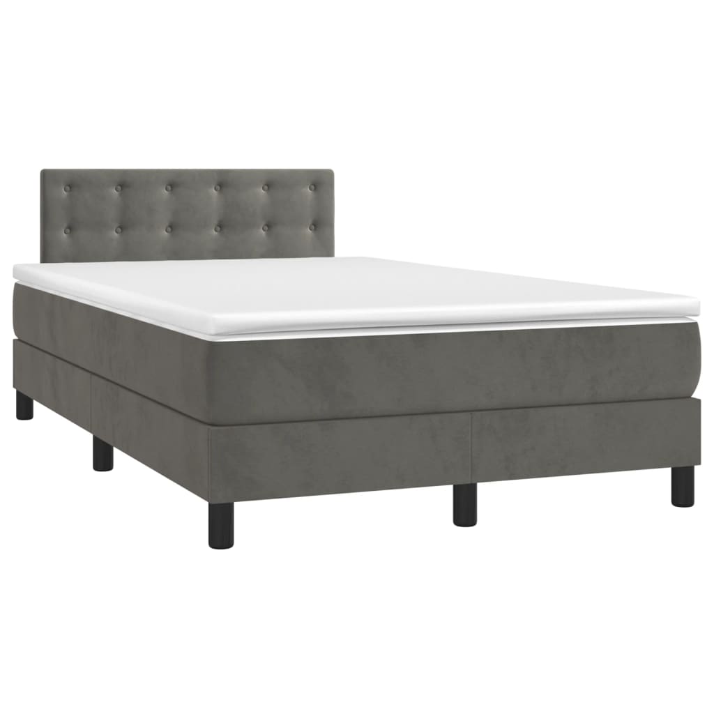 Letto a Molle con Materasso e LED Grigio Scuro 120x200 cm cod mxl 61548