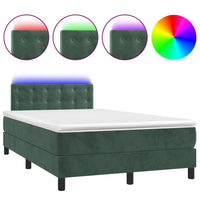 Letto a Molle con Materasso e LED Verde Scuro 120x200cm Vellutocod mxl 98946