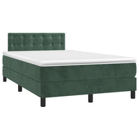Letto a Molle con Materasso e LED Verde Scuro 120x200cm Velluto 3134636