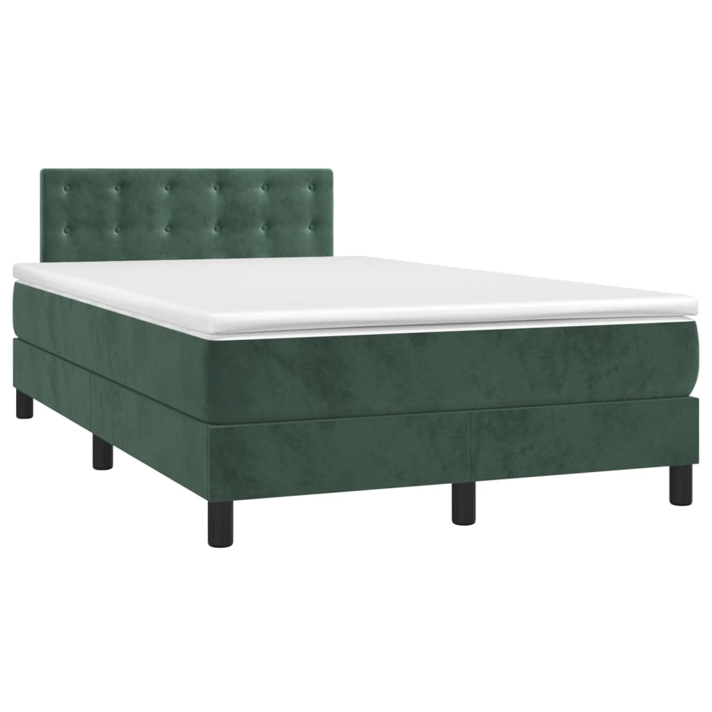 Letto a Molle con Materasso e LED Verde Scuro 120x200cm Vellutocod mxl 98946