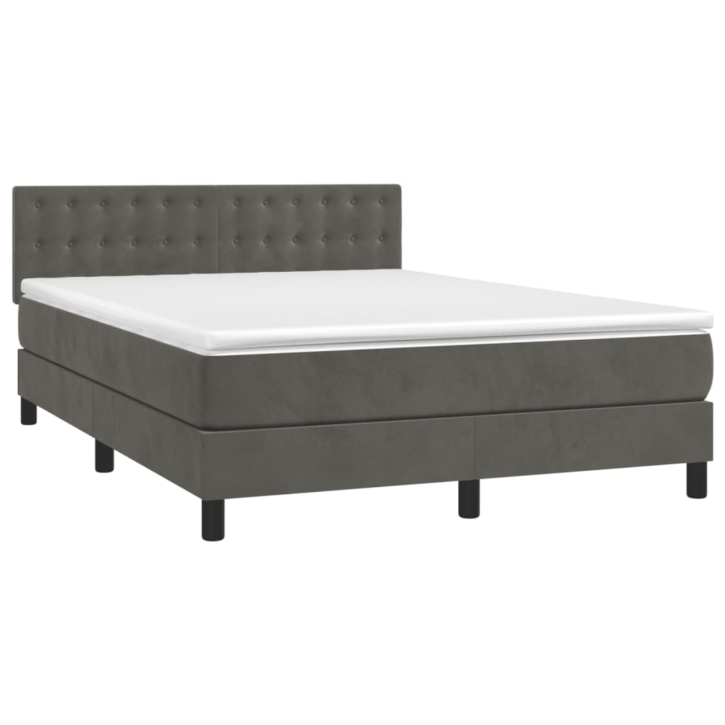 Letto a Molle con Materasso e LED Grigio Scuro 140x190 cmcod mxl 74942