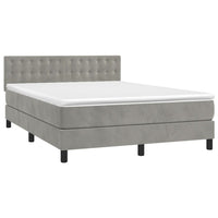 Letto a Molle Materasso e LED Grigio Chiaro 140x200 cm Velluto 3134645