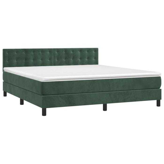 Letto a Molle con Materasso e LED Verde Scuro 160x200cm Velluto cod mxl 67727