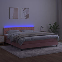 Letto a Molle con Materasso e LED Rosa 160x200 cm in Velluto 3134656
