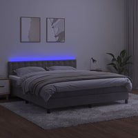 Letto a Molle Materasso e LED Grigio Chiaro 180x200 cm Velluto 3134657