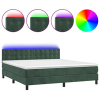 Letto a Molle con Materasso e LED Verde Scuro 180x200cm Vellutocod mxl 98944