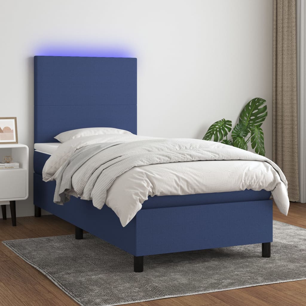 Letto a Molle con Materasso e LED Blu 80x200 cm in Tessuto 3134675
