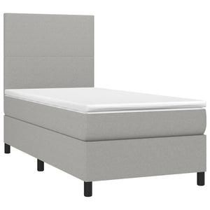 Letto a Molle Materasso e LED Grigio Chiaro 90x190 cm Tessutocod mxl 74939