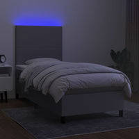 Letto a Molle Materasso e LED Grigio Chiaro 90x190 cm Tessuto 3134677
