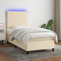 Letto a Molle con Materasso e LED Crema 90x200 cm in Tessuto cod mxl 63544