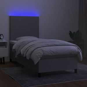 Letto a Molle Materasso e LED Grigio Chiaro 100x200 cm Tessuto cod mxl 66462
