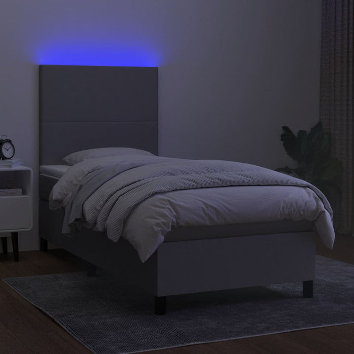 Letto a Molle Materasso e LED Grigio Chiaro 100x200 cm Tessuto cod mxl 66462