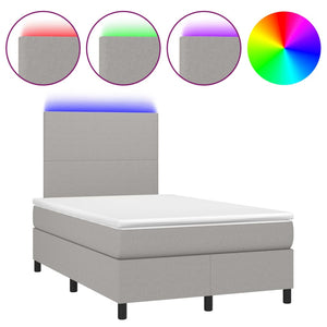 Letto a Molle Materasso e LED Grigio Chiaro 120x200 cm Tessuto 3134701