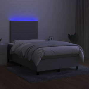 Letto a Molle Materasso e LED Grigio Chiaro 120x200 cm Tessuto 3134701