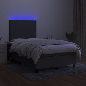 Letto a Molle Materasso e LED Grigio Scuro 120x200cm in Tessuto 3134702