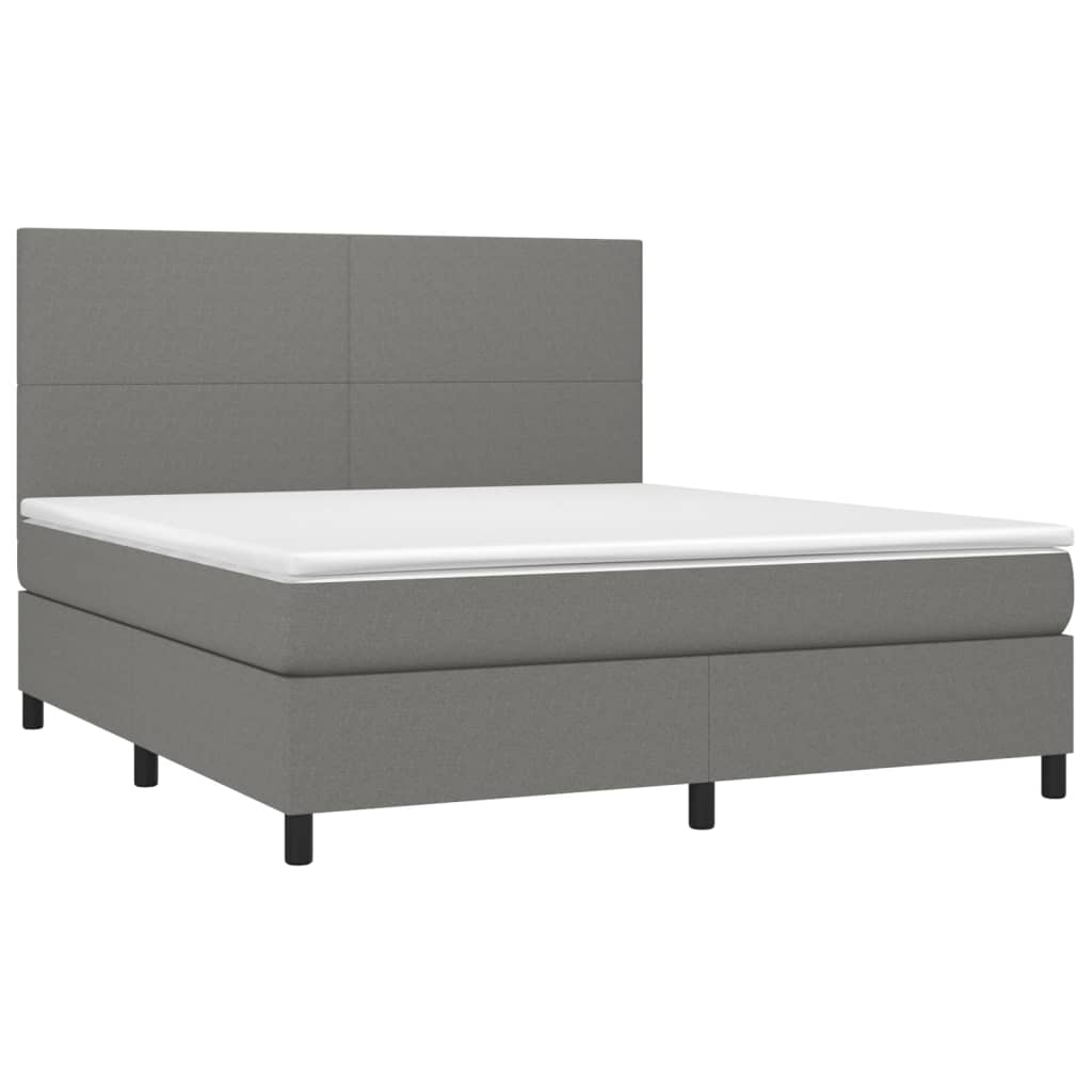 Letto a Molle Materasso e LED Grigio Scuro 160x200cm in Tessuto cod mxl 36739