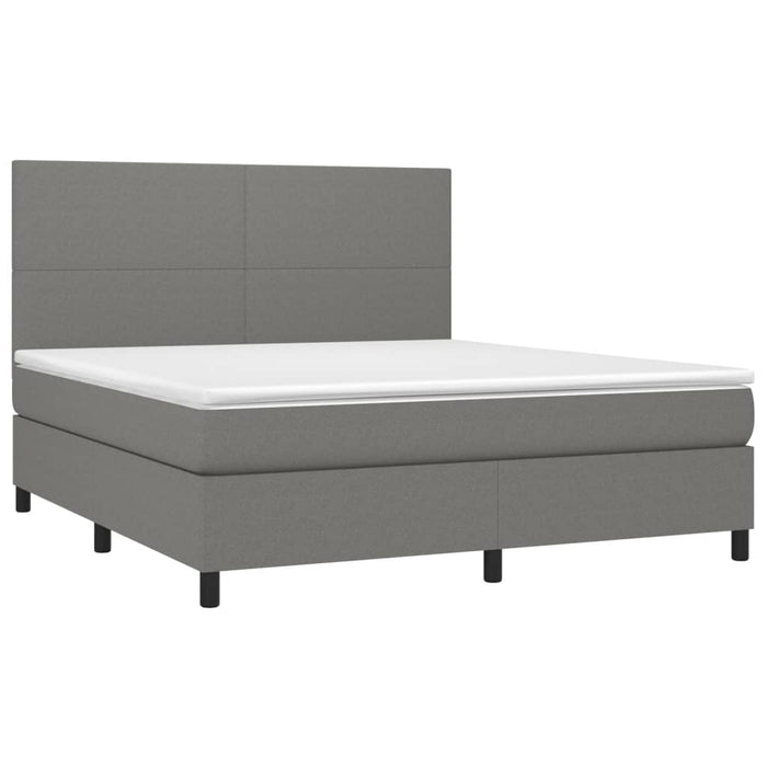 Letto a Molle Materasso e LED Grigio Scuro 160x200cm in Tessuto cod mxl 36739