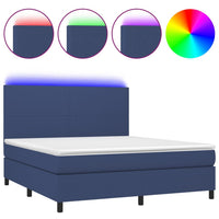 Letto a Molle con Materasso e LED Blu 180x200 cm in Tessuto 3134739