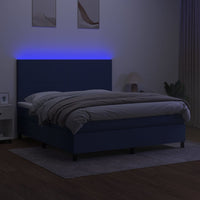 Letto a Molle con Materasso e LED Blu 180x200 cm in Tessuto 3134739
