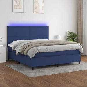 Letto a Molle con Materasso e LED Blu 180x200 cm in Tessuto 3134739