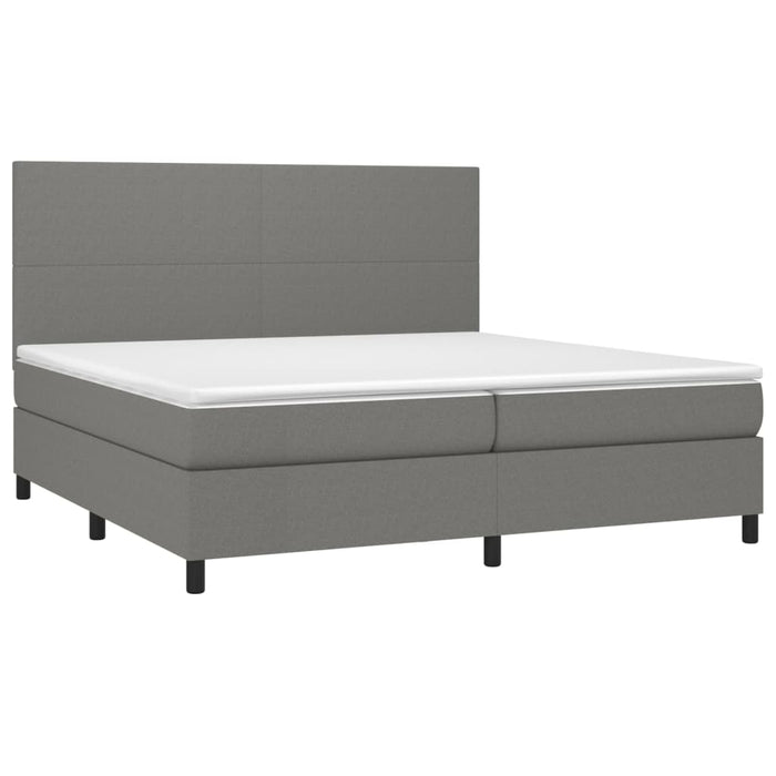 Letto a Molle Materasso e LED Grigio Scuro 200x200cm in Tessuto cod mxl 59800
