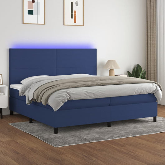 Letto a Molle Materasso e LED Blu 200x200cm in Tessuto cod mxl 59016