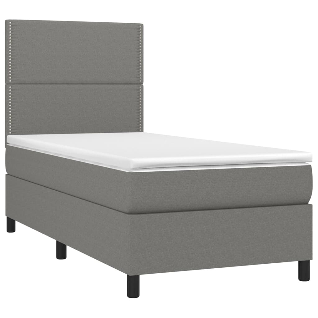 Letto a Molle Materasso e LED Grigio Scuro 90x190 cm in Tessuto 3134758