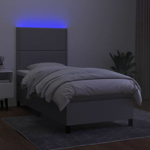 Letto a Molle Materasso e LED Grigio Chiaro 90x200 cm Tessuto cod mxl 61130
