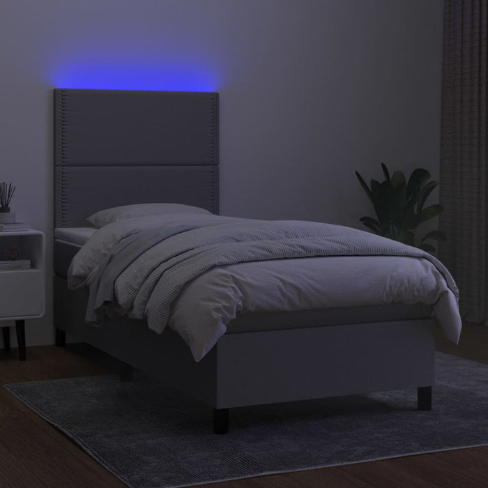 Letto a Molle Materasso e LED Grigio Chiaro 100x200 cm Tessuto 3134773